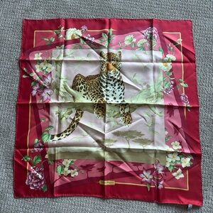 Salvatore Ferragamo Red and Pink Silk Scarf